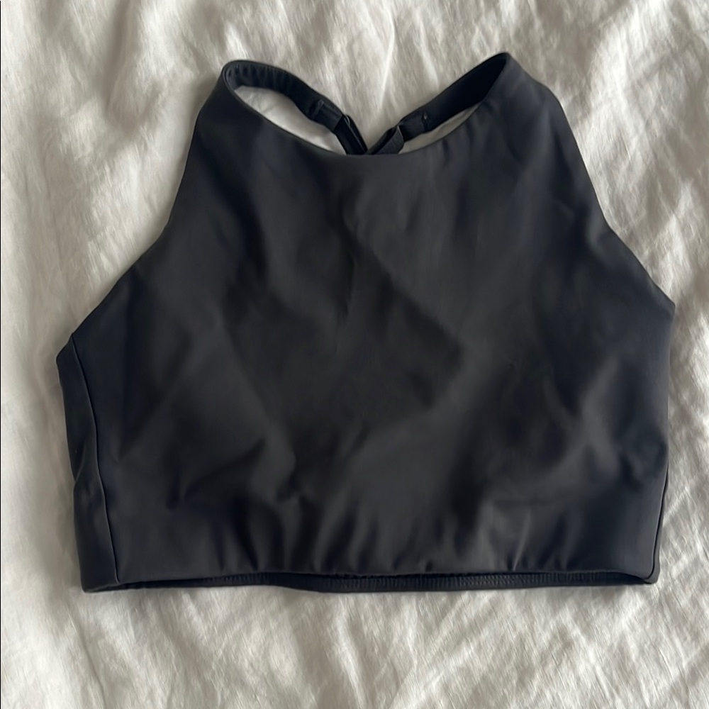 Gray High Neck Sports Bra